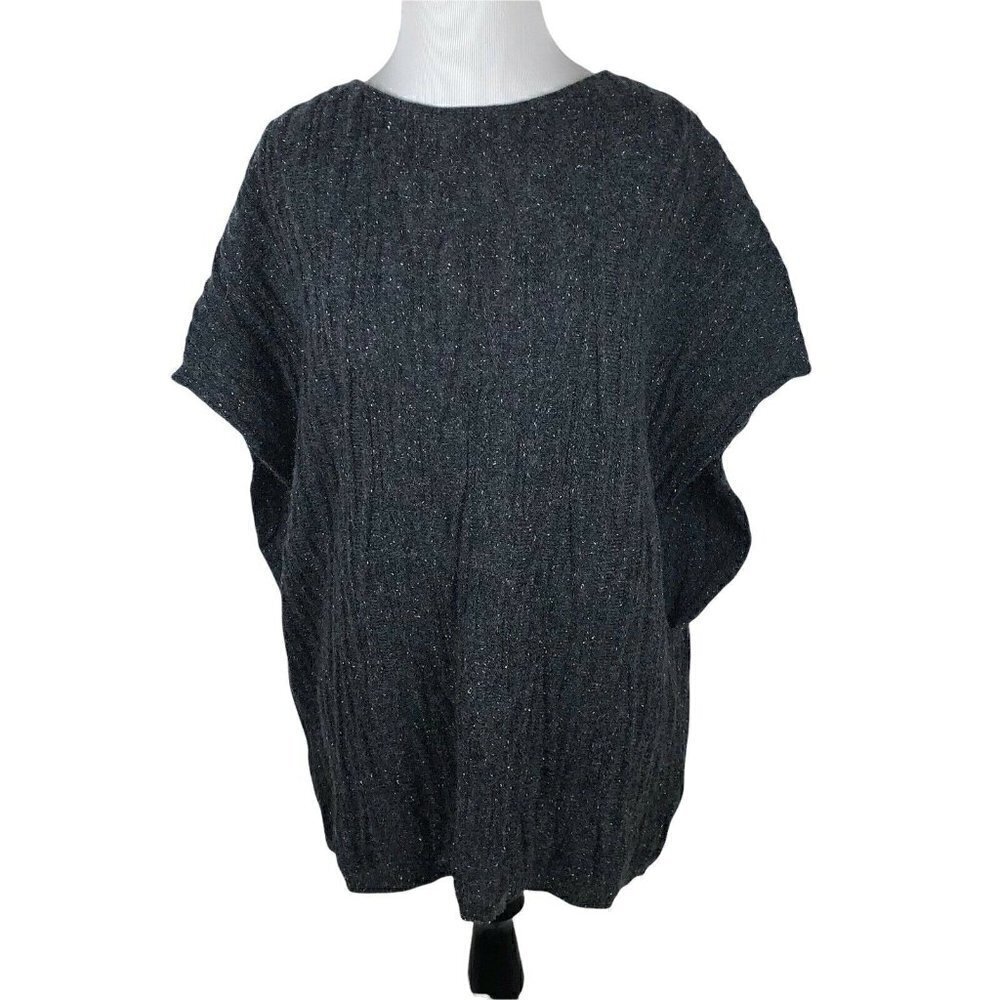J. Jill Women's Size XS / S Knit Sweater Sleeveless Poncho Style Wool Blend Gray